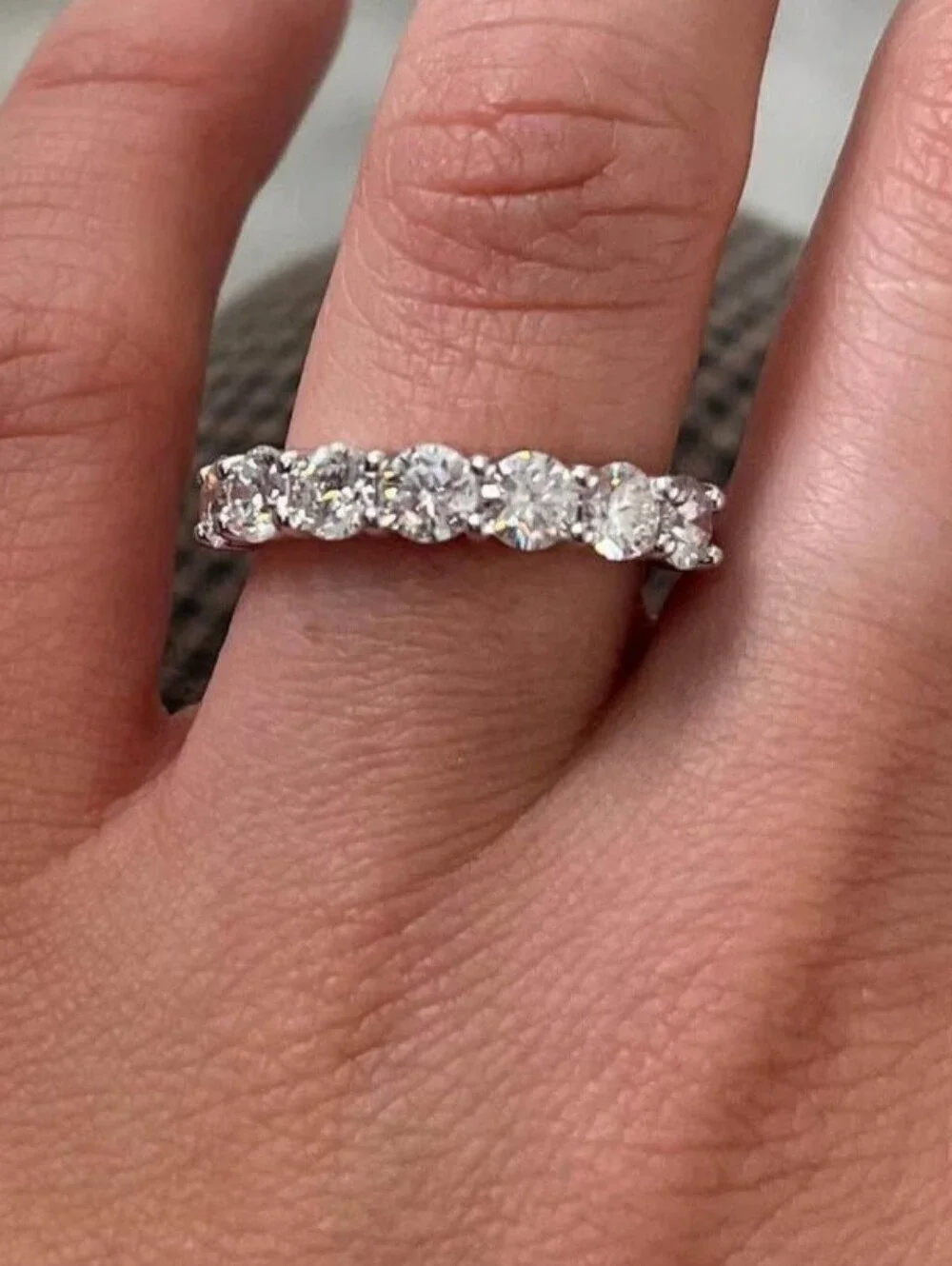 New 2ct Lab Grown Diamond Band in 14K White Gold , Size 7